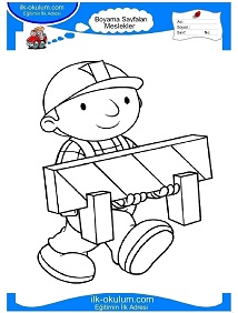 Çocuklar İçin inşaatçı Boyama Sayfaları 